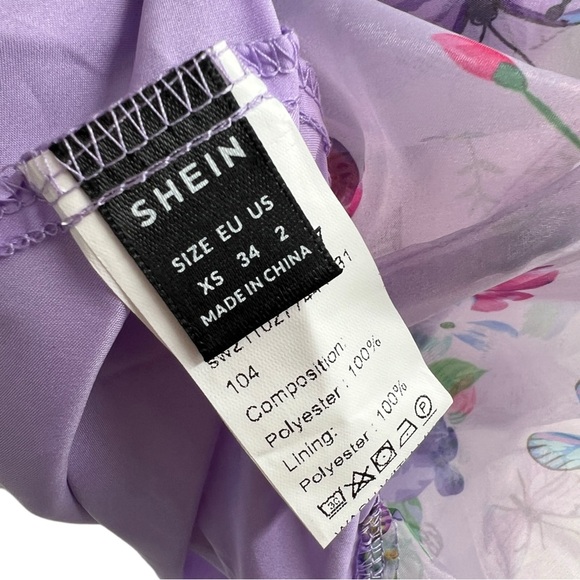 SHEIN Butterfly Floral Dress w/ Puff Sleeves | Extra Small - Picture 5 of 6